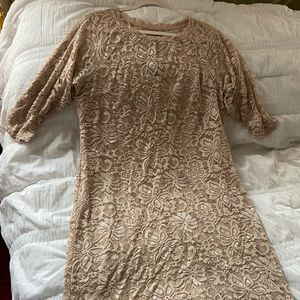Cream/gold Lace Dress